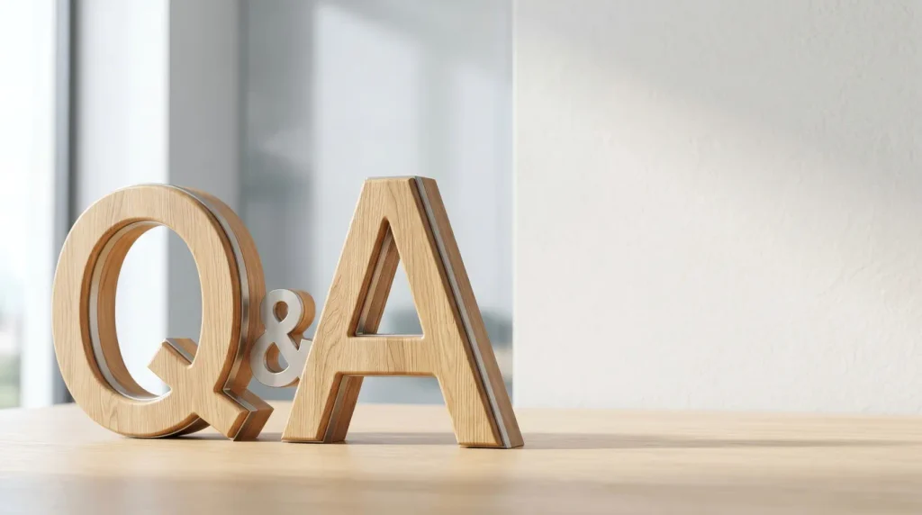 木製のQ&A文字を配置したイメージ